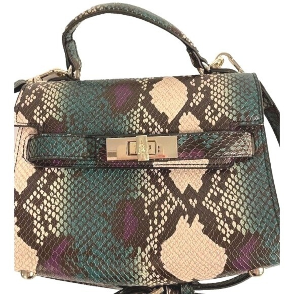 Steve Madden Faux Reptile Sm Satchel Crossbody‎ Bag Purse Python Snakeskin Croco